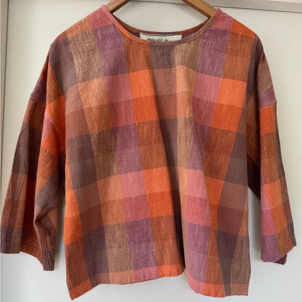 Ace & Jig Top. Size M. Pink tone checks.